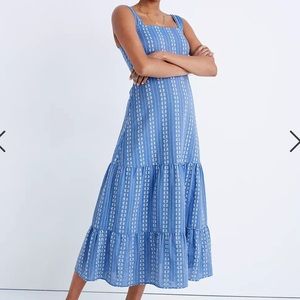 MADEWELL Embroidered Button Back Tiered Sundress